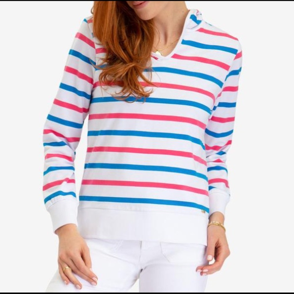 US Polo Assn. STRIPED SWEATSHIRT colors Pink Blue white sizes: S M L XL